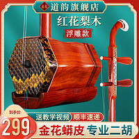 道韵红木二胡乐器厂家直销初学者考级专业演奏级二胡琴送琴盒琴码