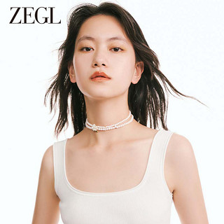 ZENGLIU ZEGL双层人造珍珠花朵项链女轻奢小众高级感锁骨链choker脖子颈链