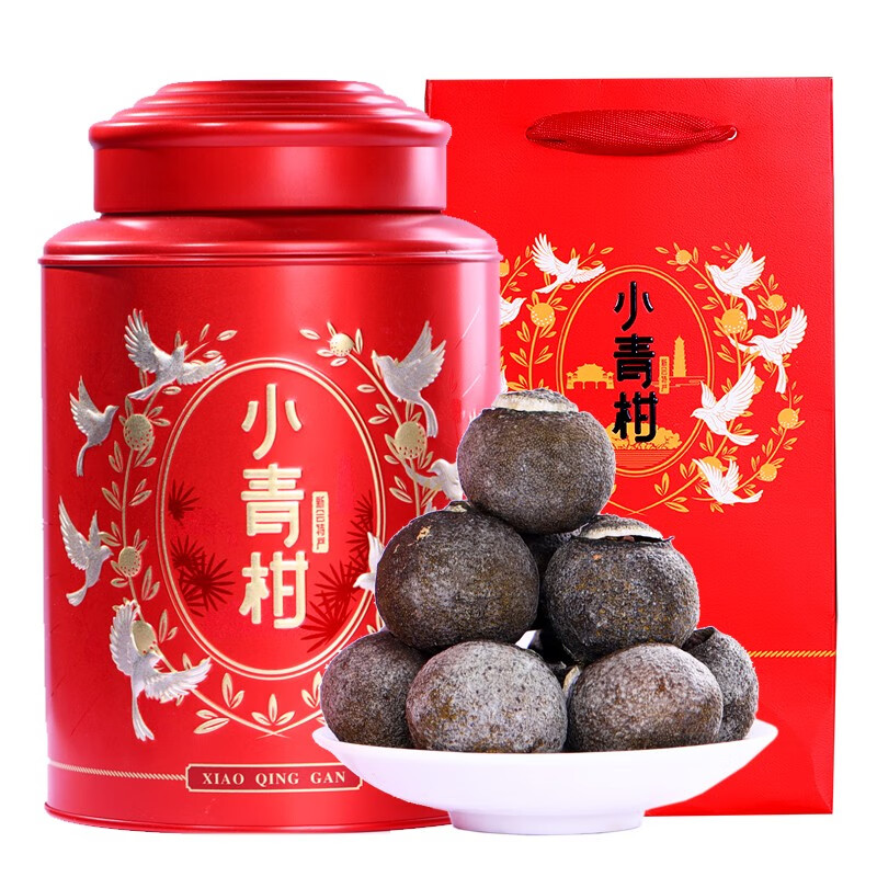 滇吉號小青柑新会天马生晒橘子茶五年云南普洱熟茶柑普茶500克年货