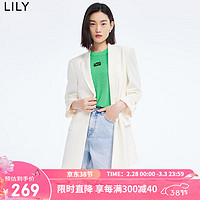 LILY 秋新款女装气质纯色款洋气宽松垂感西装外套 605白金 M