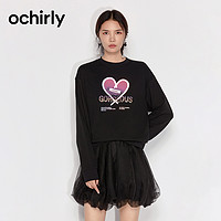 ochirly 欧时力 纯棉感卫衣新款秋冬渐变印花珠片时尚炸街