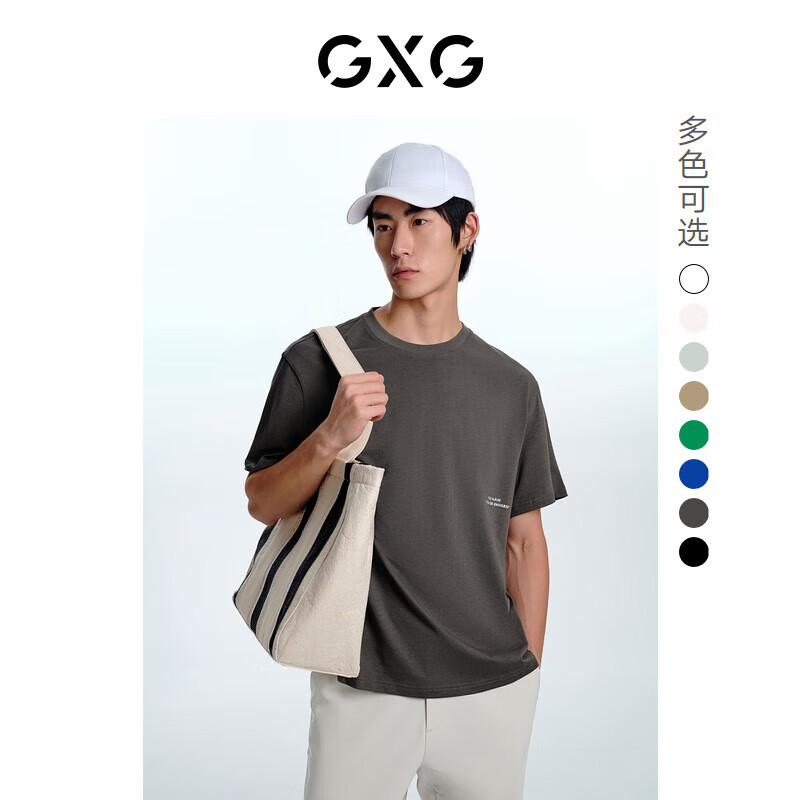 GXG 男装圆领短袖T恤23年春季 深灰色 180/XL