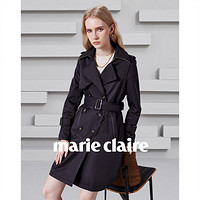 Marie Claire 嘉人 2024春季新品时尚潮流拼色翻领宽松显瘦中长款女式风衣