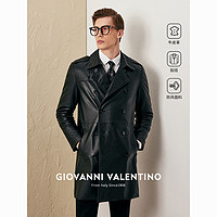 GIOVANNI VALENTINO 卓凡尼·华伦天奴 卓凡尼华伦天奴真皮皮衣男士春秋季中长款皮夹克商务休闲防风茄克