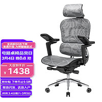 有谱E20 双背 人体工学椅电脑椅办公椅老板椅可躺舒适午休久坐 灰色+（龙纹）美国网