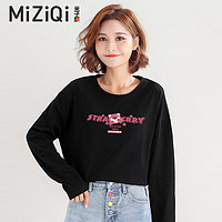 MIZIQI 米子旗 女士纯棉长袖T恤