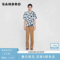 SANDRO2024早春新款男装法式时尚花卉撞色装饰T恤上衣SHPTS01377 47/蓝色 L