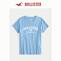 HOLLISTER24春夏宽松棉质百搭圆领短袖图案T恤 女 KI357-3210 浅蓝色 XXS (160/80A)