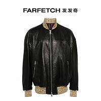 Etro男士logo刺绣皮夹克FARFETCH发发奇