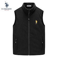 U.S. POLO ASSN.US抓绒马甲男立领男士马甲秋冬抓绒背心男坎肩男保暖外套男 【KXL32589】黑色 M（适合105斤）