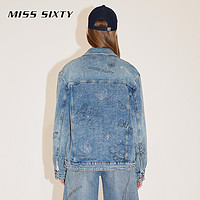 MISS SIXTY 牛仔外套女重工蝴蝶钻饰复古精致休闲百搭