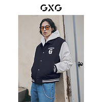 GXG奥莱 22年男装 拼接面料后背绣花时尚棒球服夹克外套 冬季