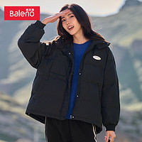 Baleno 班尼路 秋冬女装精致章仔抽绳连帽保暖夹棉时尚舒适外套棉衣