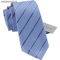 JASONVOGUE 杰尚维格 领带男士休闲7cm窄领带结婚新郎斜条纹手打小领带  蓝色条纹F007
