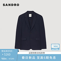 SANDRO2024早春男装日常商务通勤平驳领西装外套SHPVE00933 深蓝色 44