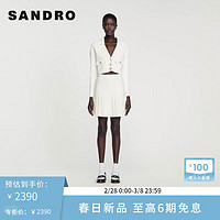 SANDRO2024早春新款女装法式优雅白西装领短款外套上衣SFPCA00937 10/白色 0