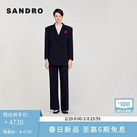 SANDRO2024早春新款女装法式黑色戗驳领条纹休闲外套SFPVE00965 黑色 34