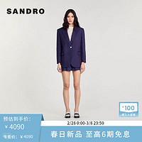 SANDRO2024早春新款女装法式商务戗驳领条纹蓝色外套SFPVE00989 D234/深蓝色 34