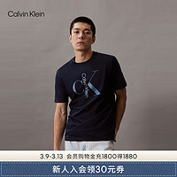 卡尔文·克莱恩 Calvin Klein Jeans24春夏男士休闲通勤经典字母印花纯棉短袖T恤40KC829 CEF-藏青 XXL