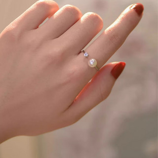女士925纯银珍珠戒指 5-6mm