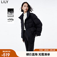 LILY 2023冬新款女装保暖立领百搭通勤黑色短款羽绒服外套小个子女 510黑 M