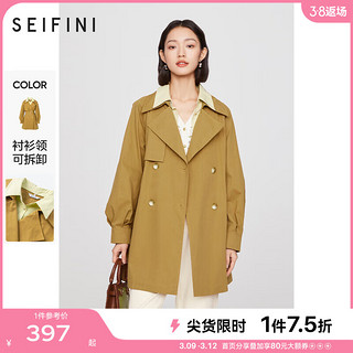 SEIFINI 诗凡黎 'SEIFINI）风衣秋新款中长大衣赫本薄外套3D8260621 姜黄 155/80A/S