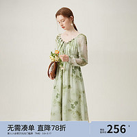 范思蓝恩 改良新中式浪漫气质连衣裙女春季2024新款裙子24FS11198 青烟绿 XL