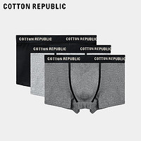 COTTON REPUBLIC/微型窗科技干爽内裤平角3条装男士内裤01123823 黑灰灰 L(175/95)