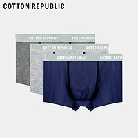 COTTON REPUBLIC/微型窗科技干爽内裤平角3条装男士内裤01123823 灰蓝蓝 L(175/95)