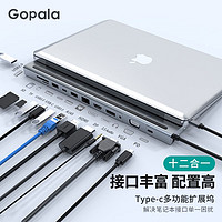 Gopala type-c扩展坞USB-C拓展坞电脑转换器雷电3HUB转HDMI转接头通用苹果 DP扩展坞12合1-DP+HDMI+VGA+千兆
