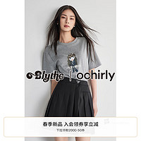 ochirly&Blythe小布系列 100%新疆长绒棉t恤女24新款春装印花 