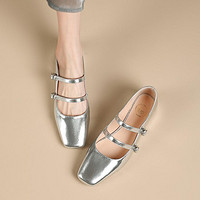 SAFIYA 索菲娅 星期六旗下单鞋女2024新款春季气质高级感小银鞋双搭扣玛丽珍女鞋