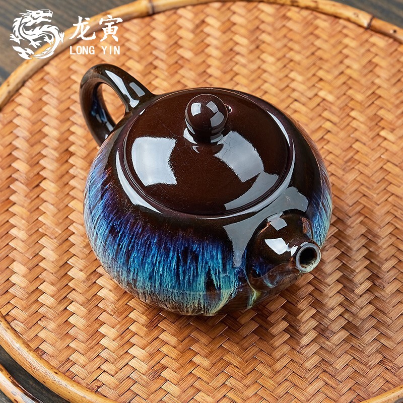 龙寅 汝窑茶壶泡茶窑变沙金茶壶 225ml