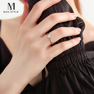 mck 925银莫桑石戒指 0.5克拉莫桑石戒指女冷淡风高级感开口指环