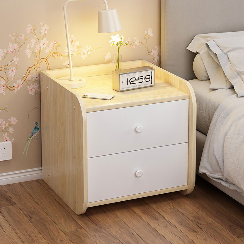木匠印记床头柜卧室现代简约小户型床边柜经济型收纳储物柜仿实木小柜子 加大款-橡木色双抽 40*30*40