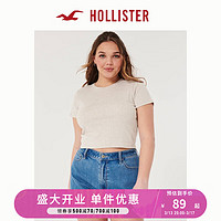HOLLISTER24春夏美式风修身辣妹圆领短袖短款T恤 女 356614-1 奶油色 M (165/92A)