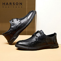 HARSON 哈森 男鞋2023春季新款头层牛皮百搭低帮商务休闲皮鞋一脚蹬
