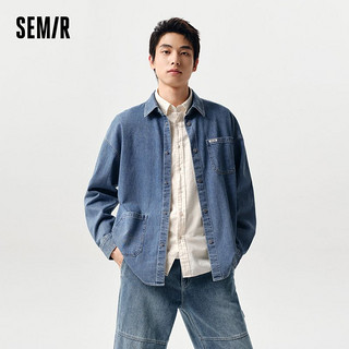 Semir 森马 长袖衬衫男纯棉复古风牛仔工装上衣时尚潮流宽松109124105101