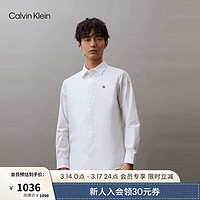 Calvin Klein Jeans24春夏男士商务休闲刺绣字母通勤长袖衬衫J325908 YAF-月光白 L