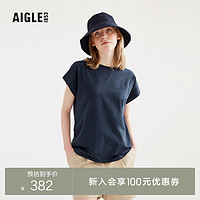 AIGLE 艾高 2023年夏季新品AIS23WTSH004女士经典圆领户外短袖T恤 帝国深蓝 AI722 S(160/84A)