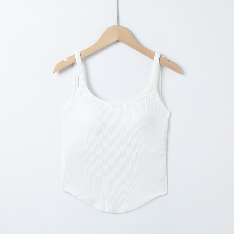 莫代尔吊带背心大U漏背美背带胸垫内衣女夏季内搭外穿文胸抹胸一体上衣 白色 L（110-130斤）