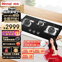 林内（Rinnai）燃气灶天然气 双灶具 家用三眼灶5.0kW猛火灶台嵌两用 熄火保护三区烹饪灶台以旧换新3E07M