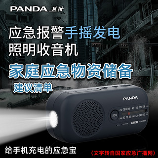 PANDA 熊猫 6251手摇式发电防灾难应急收音机战备户外照明充电广播半导体