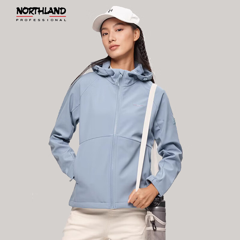 NORTHLAND 诺诗兰 软壳衣女户外防风防泼保暖风雪外套NXJCH2506E 牛仔蓝色 170/L