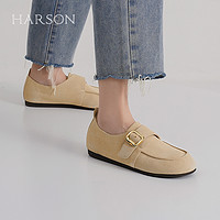 HARSON 哈森 勃肯鞋女2024春季新款复古平底单鞋一脚蹬乐福鞋HWS240220