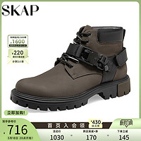 SKAP 圣伽步 新款商场同款真皮时尚厚底马丁男短靴A1L07DD2