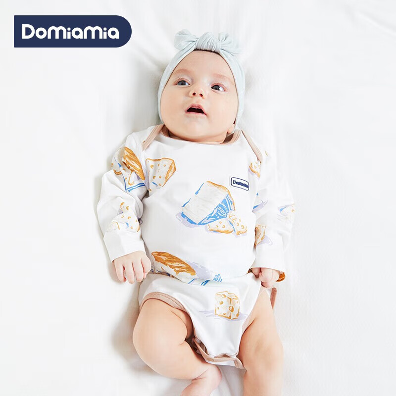DOMIAMIA哆咪呀新生儿包屁衣宝宝服饰婴儿哈衣0-6-12个月男女童透气衣服 天丝长袖