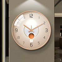 BBA 挂钟北欧装饰轻奢钟表客厅家用时钟简约挂表挂墙12英寸玫瑰金
