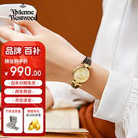 移动端、京东百亿补贴：Vivienne Westwood BFVV090GDBK 复古镀金皮带石英女表