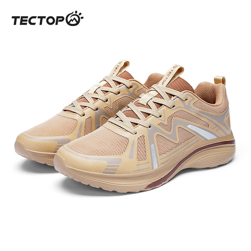 探拓（TECTOP）跑步鞋男款轻便透气跑鞋网面运动男鞋徒步鞋 男款尘土色/铜棕色 44